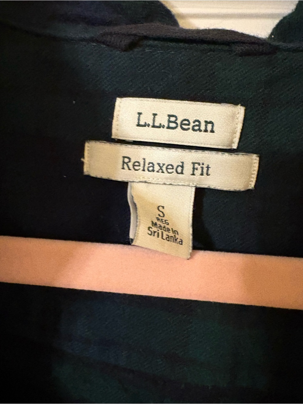 L.L. Bean Navy and Green Plaid Half-Zip Shirt - Picture 3 of 4